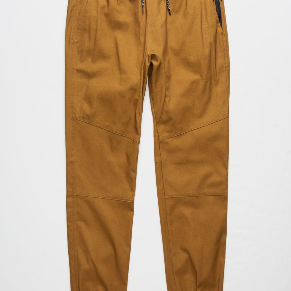 Brooklyn Cloth Tobacco Side Zipper Pocket Twill Jogger Pants, Men’s Size Large